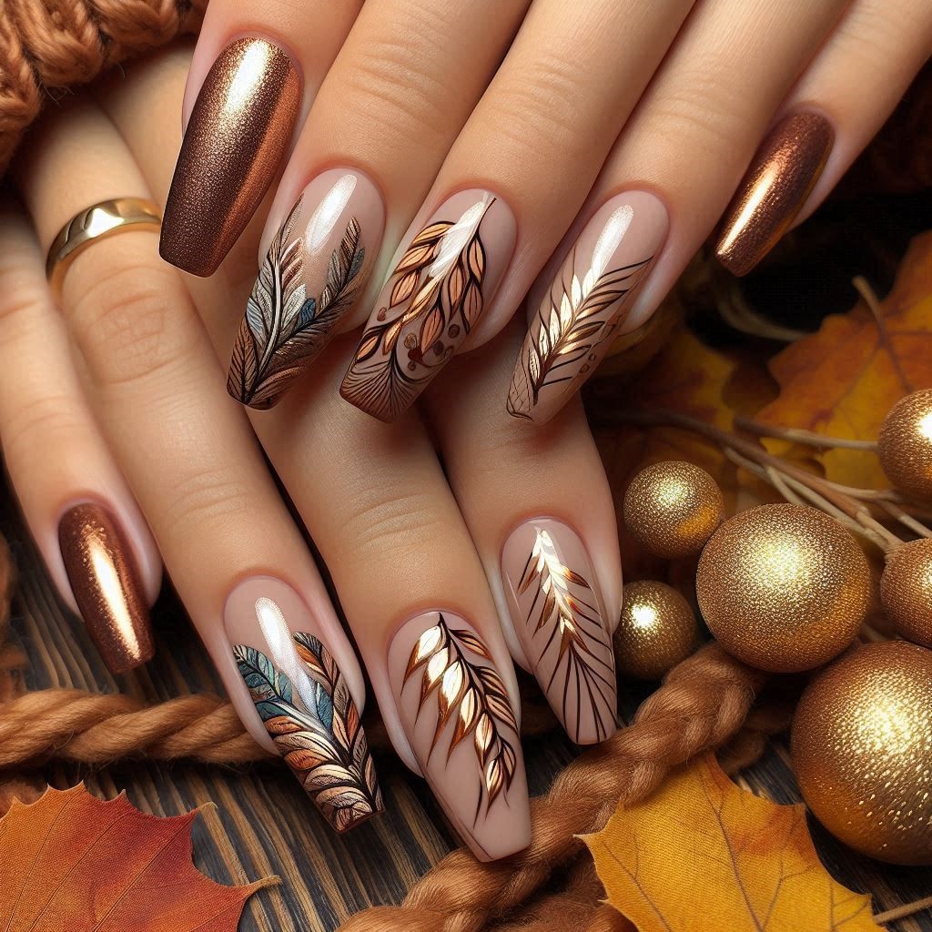 طرح ناخن پاییزی مینیمال 1403 ساده و شیک