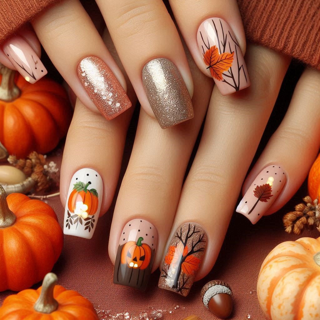 طرح ناخن پاییزی مینیمال 1403 ساده و شیک