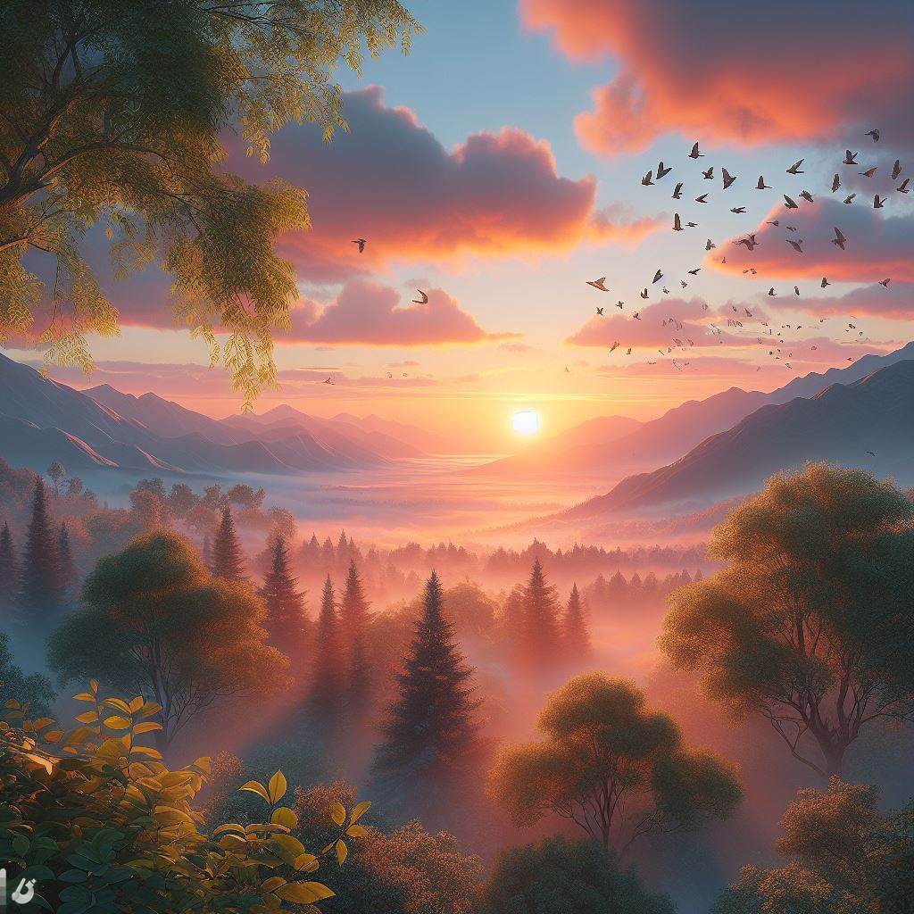 طلوع آفتاب در بهار 