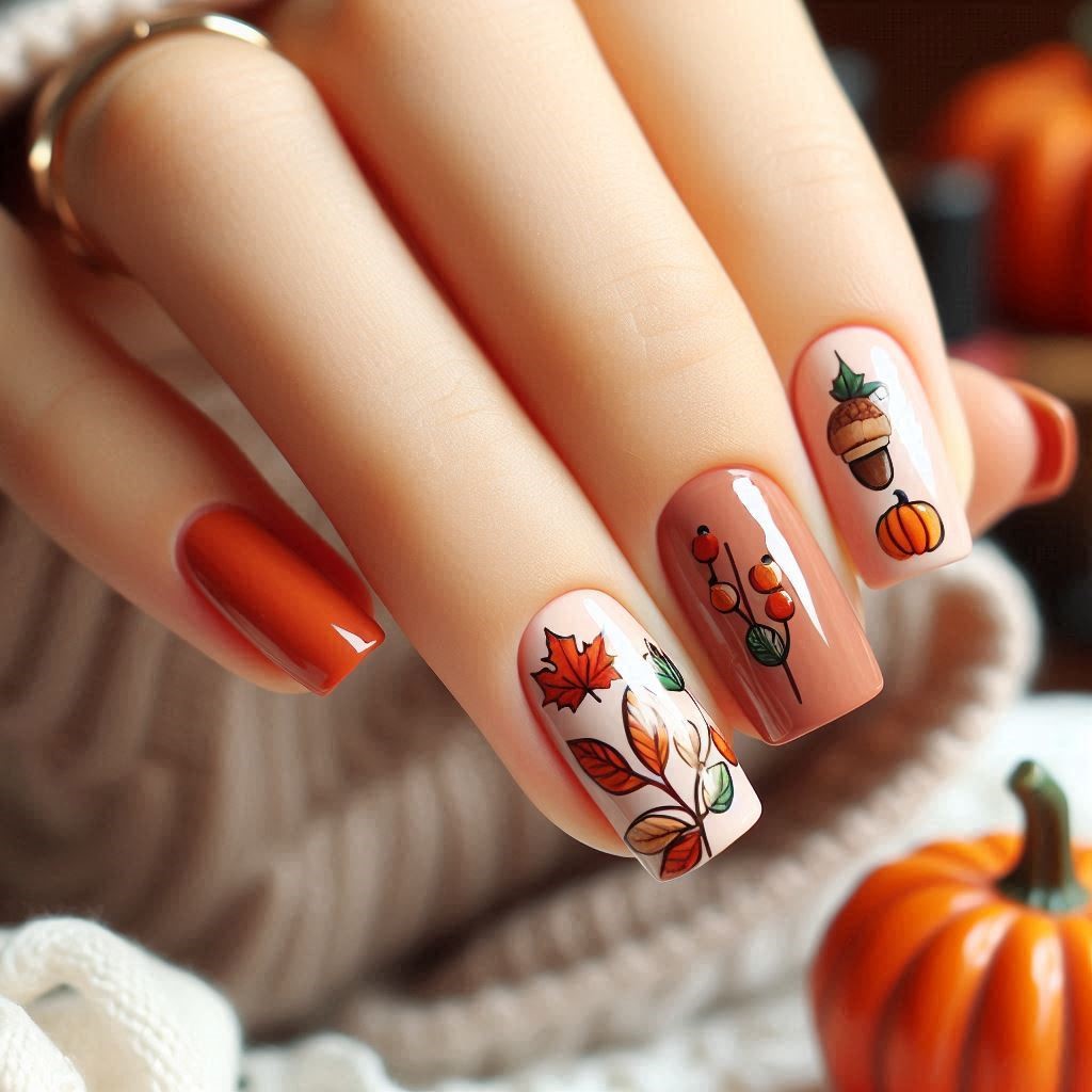 طرح ناخن پاییزی مینیمال 1403 ساده و شیک