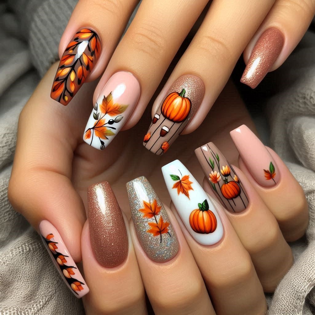 طرح ناخن پاییزی مینیمال 1403 ساده و شیک