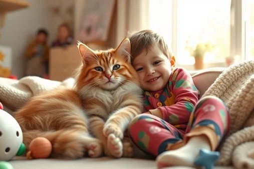 گربه و کودک