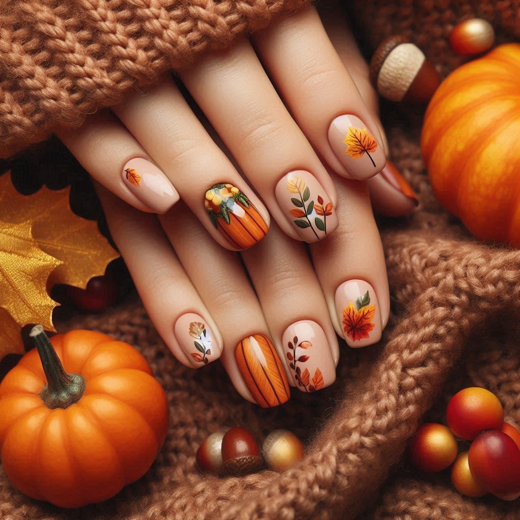 طرح ناخن پاییزی مینیمال 1403 ساده و شیک