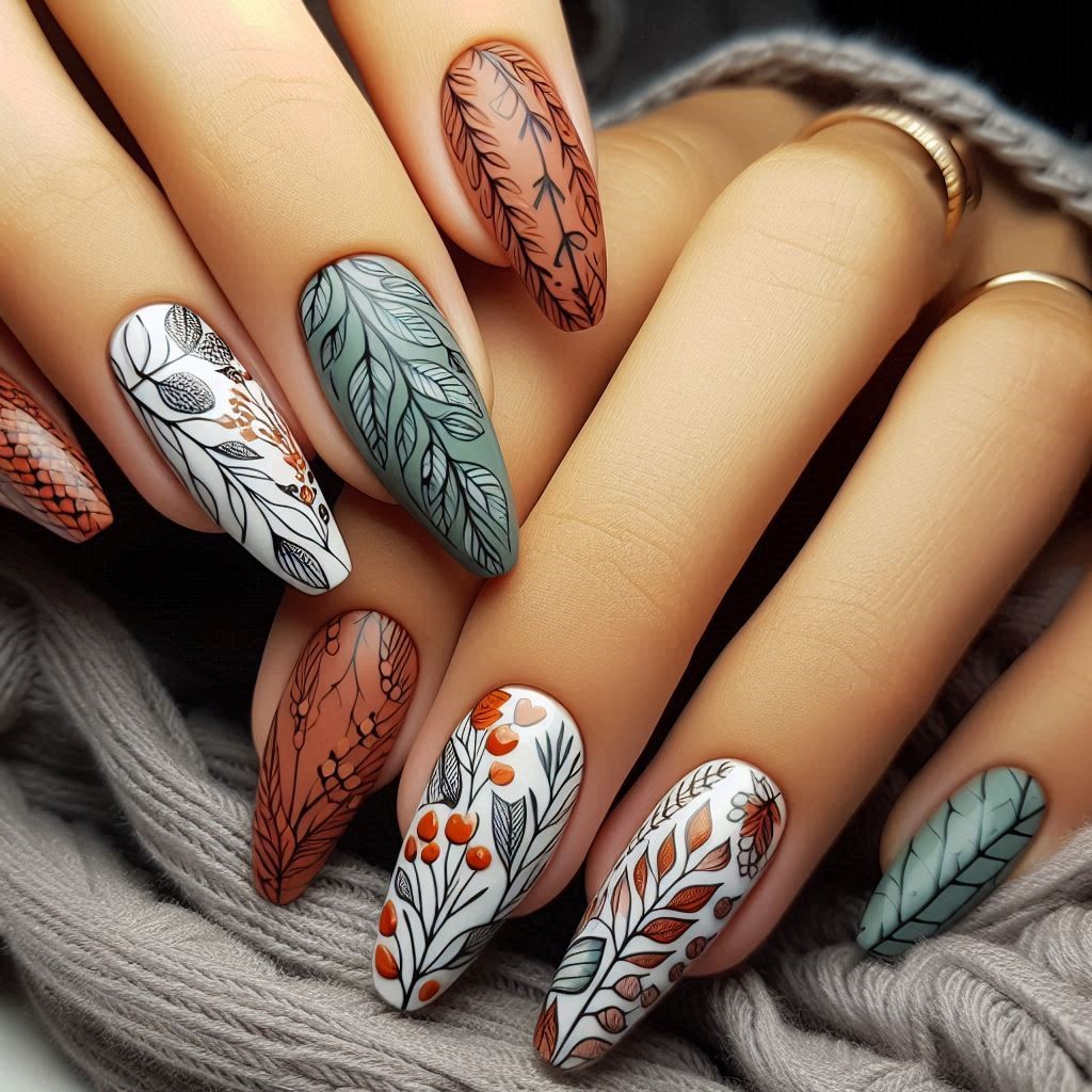 طرح ناخن پاییزی مینیمال 1403 ساده و شیک