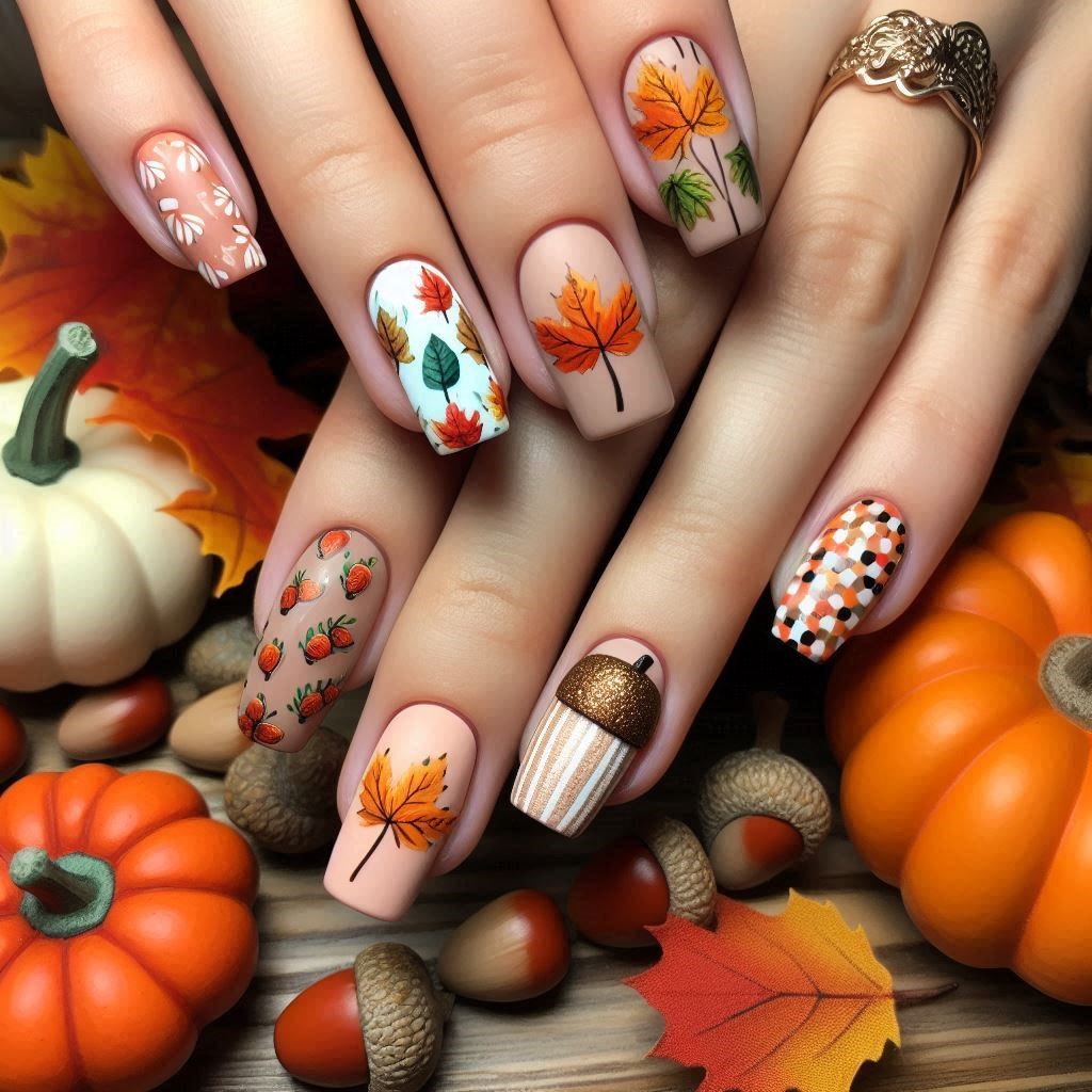 طرح ناخن پاییزی مینیمال 1403 ساده و شیک