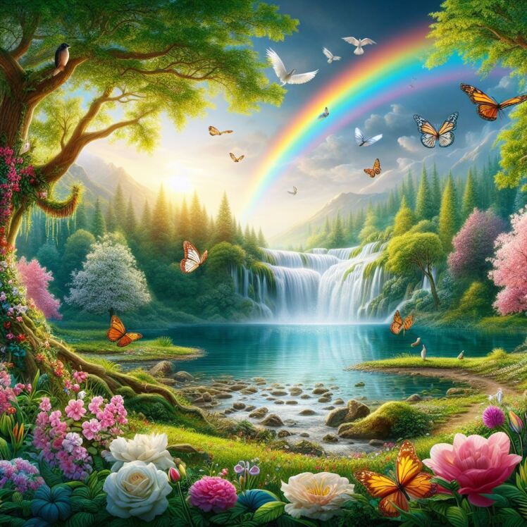 عکس بهشت زیبای خداوند توسط هوش مصنوعی - بهشت چه شکلی است؟