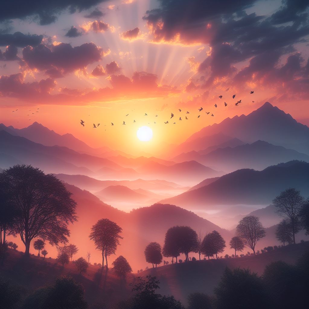 عکس طلوع خورشید در بهار