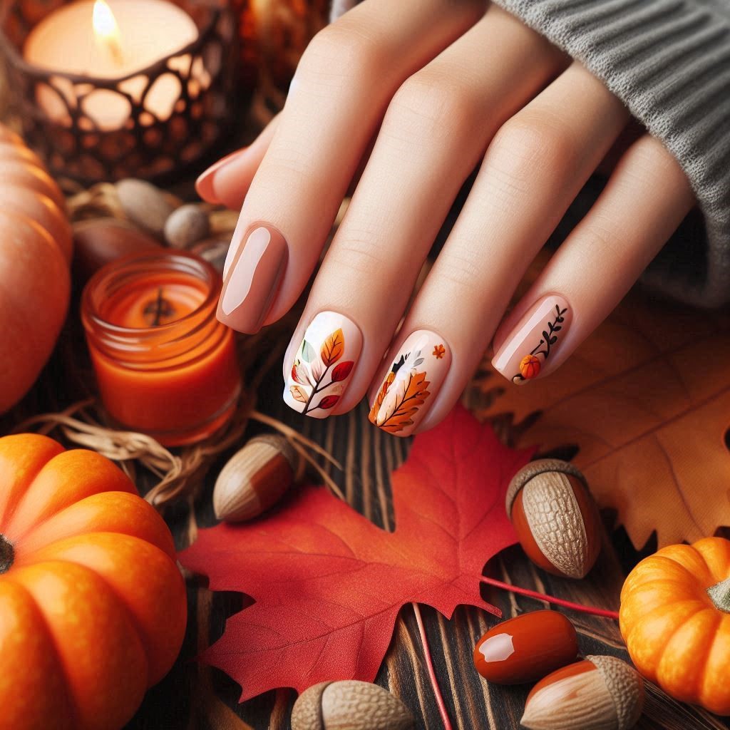 طرح ناخن پاییزی مینیمال 1403 ساده و شیک